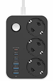 Мережевий фільтр СolorWay 3 розетки/6USB (3 USB-A + 3 USB-С) (20W) 2 м Black (CW-CHE36PDB)