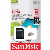 Карта пам'яті SanDisk Ultra MicroSDHC UHS-I 16GB Class 10 + SD-adapter (SDSQUNS-016G-GN3MA)