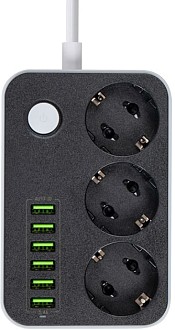 Мережевий фільтр-подовжувач СolorWay 3 розетки/6USB (CW-CHE36B)