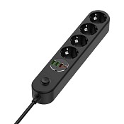 Мережевий фільтр-подовжувач ColorWay 4 розетки/4USB (Type-C PD20W + 3USB QC3.0) (45 Вт) 2 м Black (CW-CHE44PDB) 