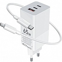 Зарядний пристрій Gelius Nimble GaN 65W GP-HC051 White + Cable Type-C/Type-C
