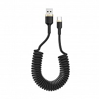 Кабель ColorWay USB - Type-C (spiral) 2.4А 35-150см чорний
