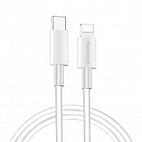 Кабель ColorWay USB Type-C-Lightning, 3.0А, 1м, White