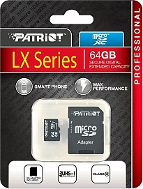 Карта пам'яті Patriot microSDXC 64GB Class 10 UHS-I LX + SD-адаптер (PSF64GMCSDXC10)