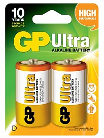Батарейка GP Ultra Alkaline R20 D 2 шт (13AU-U2)