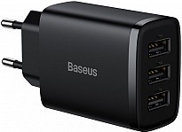 Зарядний пристрій Baseus Compact Charger 3U 17W Black (CCXJ020101)