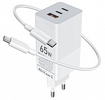 Зарядний пристрій Gelius Nimble GaN 65W GP-HC051 White w/Type-C to Type-C cable (90473)