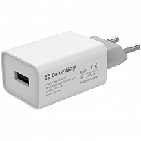 Зарядний пристрій ColorWay 1USB AUTO ID 2A (10W) White (CW-CHS012-WT)