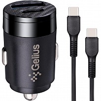 Автомобільний зарядний пристрій Gelius Pro Inch Twix GP-CC010C USB+Type-C QC/PD (30 Watt) Black + Cable Type-C - Type-C