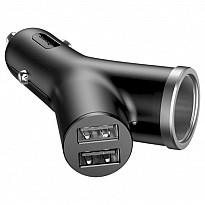 Автомобільний зарядний пристрій Baseus Y type dual USB + cigarette lighter extended car charger 3.1 A Black (CCALL-YX01)