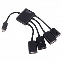 USB-хаб Lapara 3 порти USB 2.0 + 1 порт MicroUSB Black (LA-MicroUSB-OTG-HUB black)