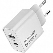Зарядний пристрій ColorWay 1USB QC3.0 + Type-C PD (20W) V2 White (CW-CHS025QPD-WT)