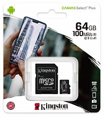 Карта пам'яті Kingston MicroSDXC 64GB Class 10 UHS-I U1 V10 A1 + SD-адаптер (SDCS2/64GB)