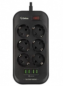 Мережевий фільтр Gelius Pro PowerStrip U-Power (6 220V Ports/ 4 USB порти 3.4A) 2m GP-PS-002 Black 