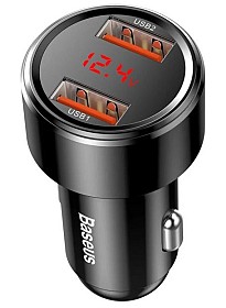 Автомобільний зарядний пристрій Baseus Magic Series Dual Dsplay QC 2x3.0 Black (CCMLC20A-01)