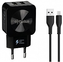 Зарядний пристрій Gelius Ultra Prime GU-HC02 2USB 2.1A 12W Black + Cable MicroUSB