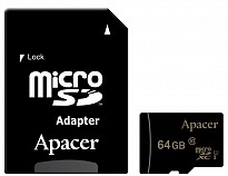 Карта пам'яті Apacer microSDXC 64GB UHS-I Class 10 + SD-adapter (AP64GMCSX10U1-R)