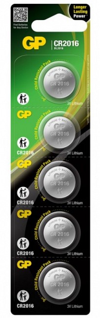 Литієва батарейка GP CR2016-U5, 3V