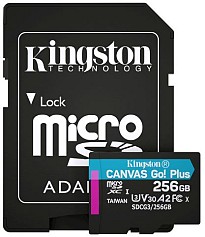 Карта пам'яті Kingston MicroSDXC 256GB Canvas Go! Plus Class 10 UHS-I U3 V30 A2 + SD-адаптер (SDCG3/256GB)