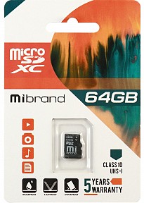 Карта пам'яті Mibrand MicroSDXC 64GB Class 10 UHS-1 (MICDXU1/64GB)