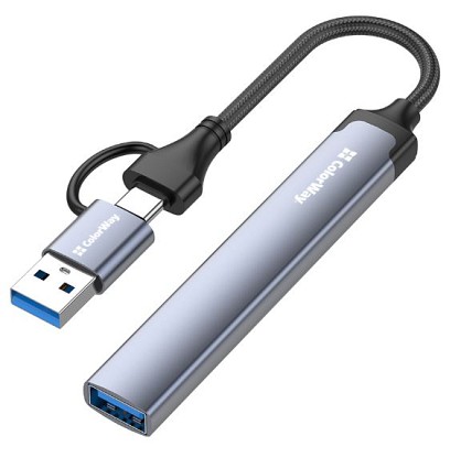 USB-хаб ColorWay USB-A/USB-C 4-в-1 USB2.0х2/USB3.0/USB-C2.0 (CW-HUB06)