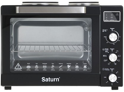 Електрична піч Saturn ST-EC3306 (чорна,конвекція,гриль,2 бліна,60л)