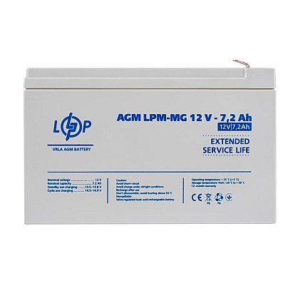 Акумуляторна батарея LogicPower 12V 7.2AH (LPM-MG 12 - 7.2 AH) AGM мультигелева