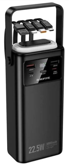 УМБ (Power Bank) Borofone BJ65 High With Four Cables 30000 mAh 22.5W Black