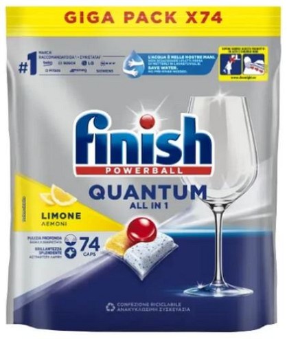 Капсули для посудомийних машин Finish Quantum All-in-1 Lemon 74шт.