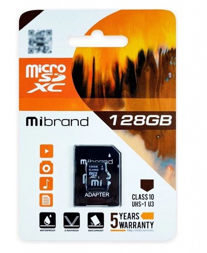 Карта пам'яті Mibrand microSDXC 128 GB + SD-адаптер (MICDHU3/128GB-A)