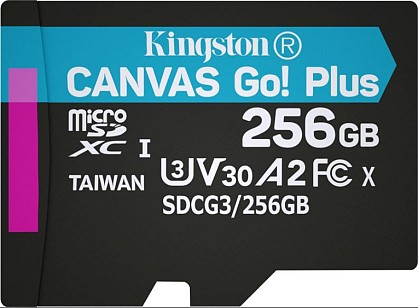 Карта пам'яті Kingston MicroSDXC 256GB Canvas Go! Plus Class 10 UHS-I U3 V30 A2 (SDCG3/256GBSP)