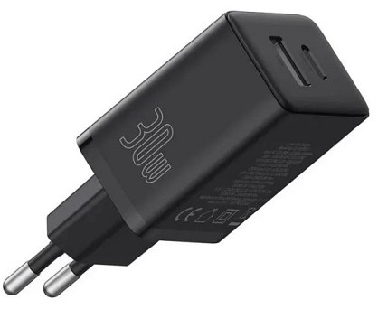 Мережевий зарядний пристрій Baseus Cube Fast Charger Type-C+USB 30W Cluster Black EU (P10111404113-00)