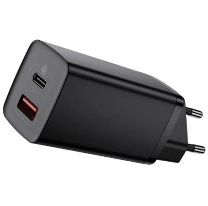 Зарядний пристрій Baseus GaN2 Lite Quick Charger C+U 65W EU Black (CCGAN2L-B01)