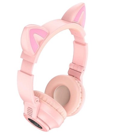 Навушники Borofone BO18 Cat ear Pink