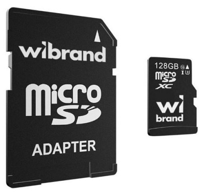 Карта пам'яті Wibrand microSDXC 128GB Class 10 UHS-I U3 + SD адаптер (WICDHU3/128GB-A)