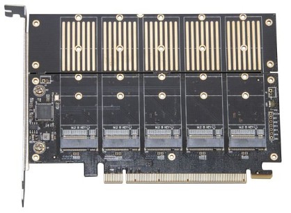 Плата розширення Frime WCH382L (ECF-PCIEtoSSD010) PCI-E-5xM.2 (B Key)