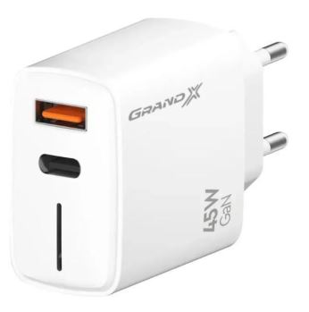 Зарядний пристрій Grand-X CH-460W Type-C + USB-A White
