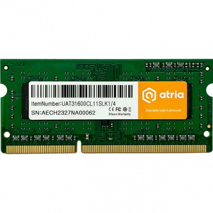 Оперативна пам’ять ATRIA 4 GB SO-DIMM DDR3 1600 MHz 
