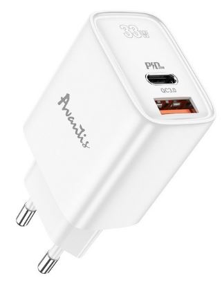 Зарядний пристрій Avantis A870 33W QC 3.0 + PD (A+C ports) White