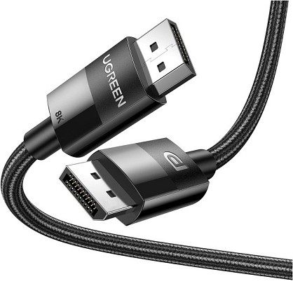 Кабель Ugreen DP114 DP 1.4 Male to Male Plastic Case Braided Cable 1 м Black (UGR-80390)