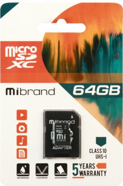 Карта пам'яті Mibrand MicroSDXC 64GB (MICDXU1/64GB-A)