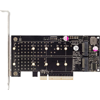 Плата розширення Frime PCI-E x8 to 2 x M.2 (M Key NVMe), PI6C20400BLE (ECF-PCIEtoSSD018.LP)