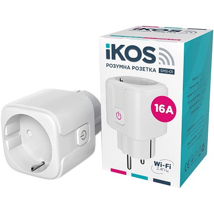 Розумна Wi-Fi розетка iKOS SMS-01 White (0009-CSS)