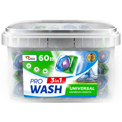 Капсули для прання Pro Wash 3-in-1 Альпійська свіжість 60шт