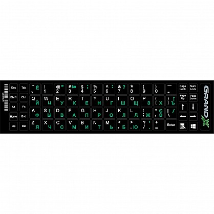 Наклейка на клавіатуру Grand-X 68 клавіш Українська/Англійська/Російська (GXDPGW)