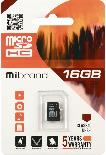 Карта пам'яті Mibrand MicroSDHC 16GB Class 10 UHS-1 (MICDHU1/16GB)