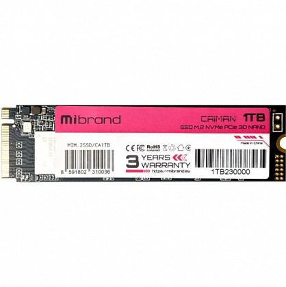 SSD диск Mibrand Caiman 2280 PCIe Gen 3.0 x4 1TB (MIM.2SSD/CA1TB)