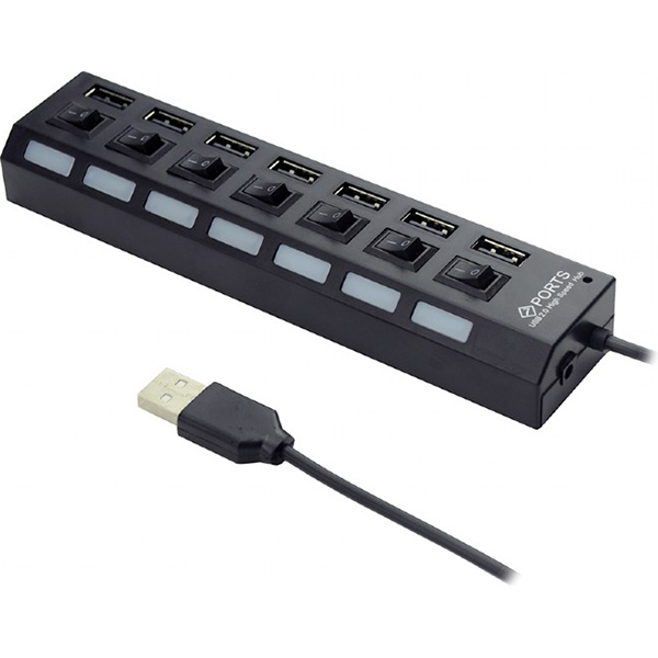 USB концентратор Grand-X Travel GH-409, 1хUSB3.0+3хUSB2.0, Black